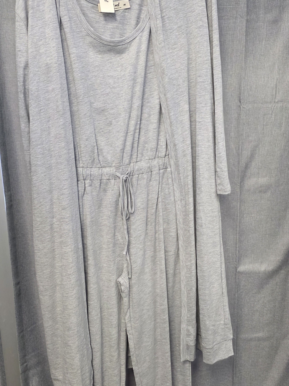 Three Bird Nest Light Gray Short Sleeve Jumpsuit with Cardigan